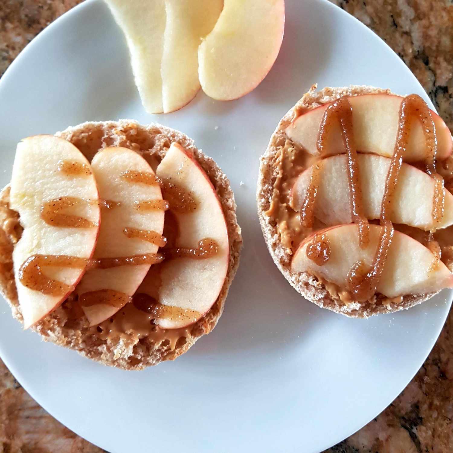 Breakfast Rounds with apple slices on a white plate