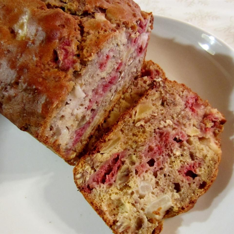 sliced raspberry pear pecan bread