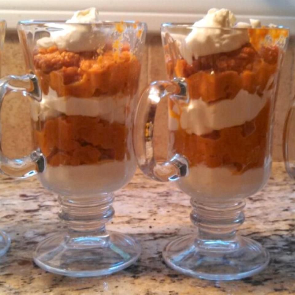two Pumpkin Parfaits on a counter
