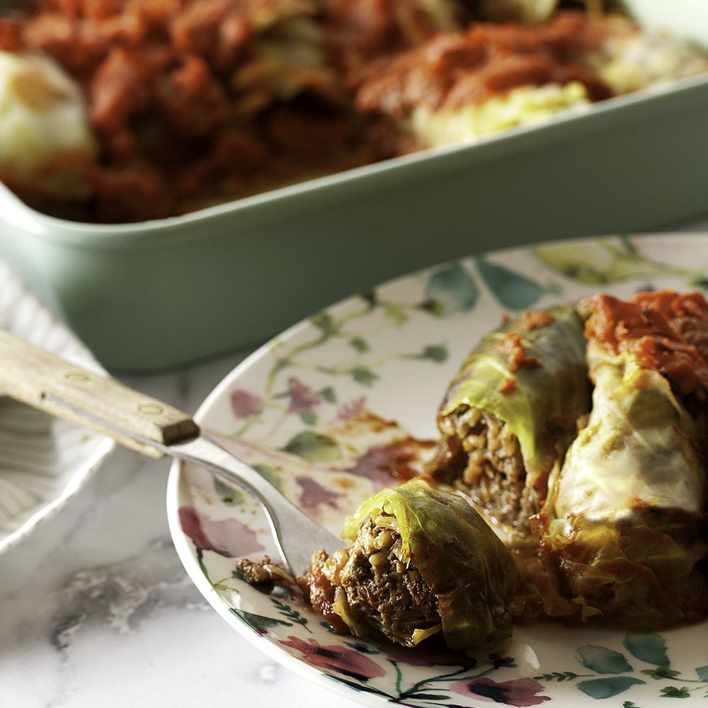 Vegan Mushroom-Stuffed Cabbage Rolls