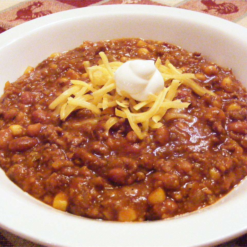 Chili Stew with cheese and sour cream