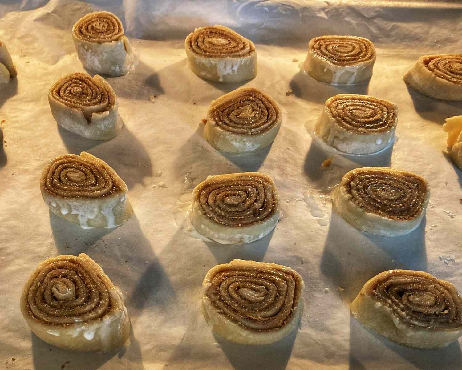 ragmuffins on a parchment paper-lined sheet tray