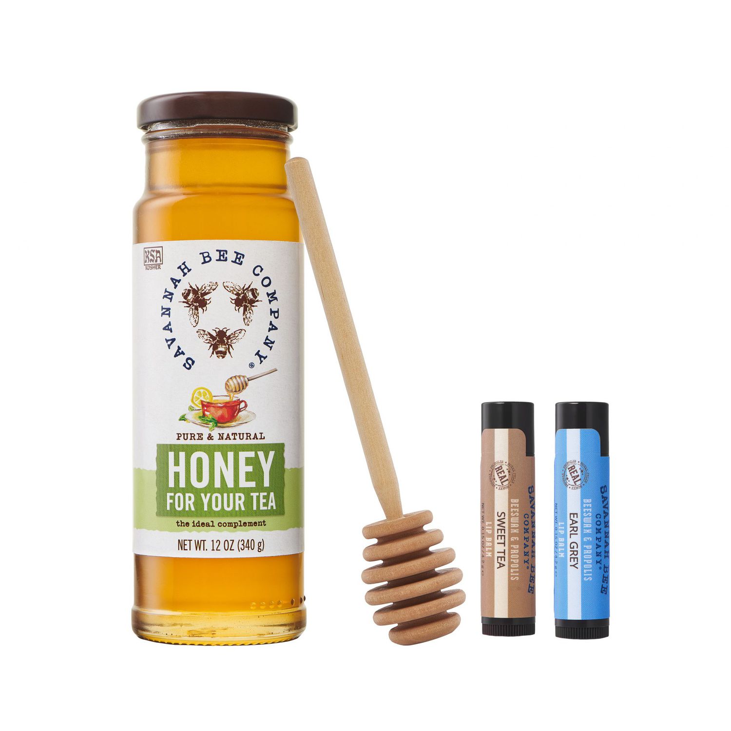 Jar of honey with accessories