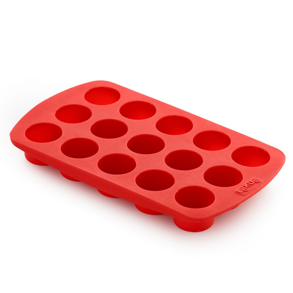 red silicone mold for round chocolates