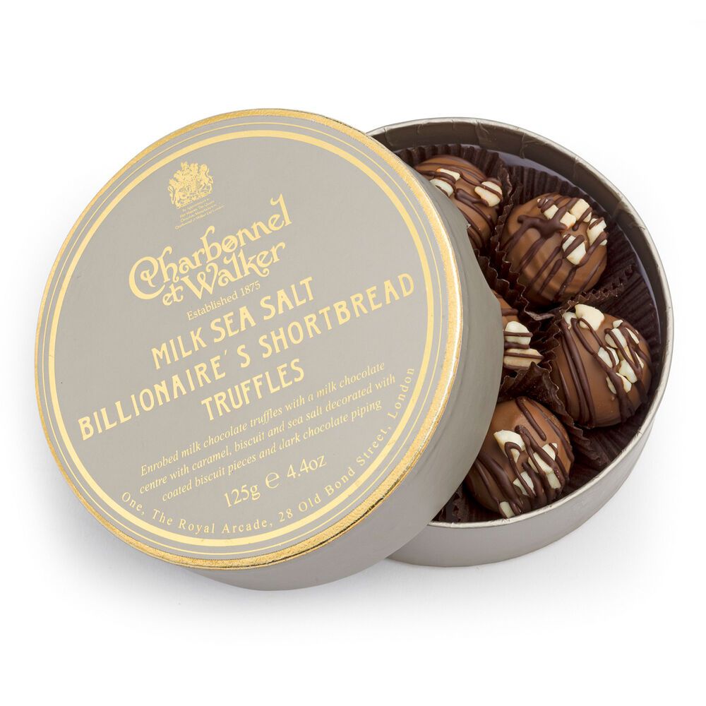 round gift box of chocolate truffles