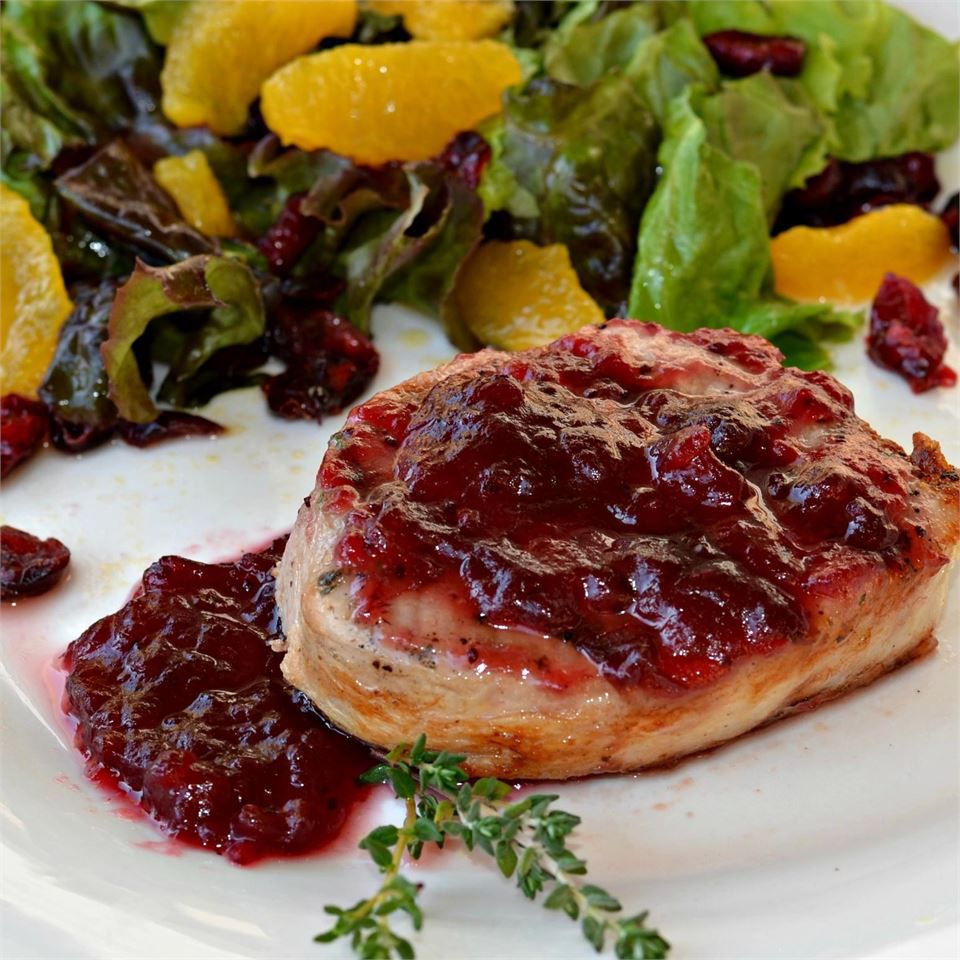 Pork Cutlets with Cranberry Wine Sauce