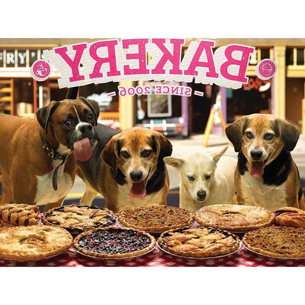 puzzle depicting dogs looking through a bakery window