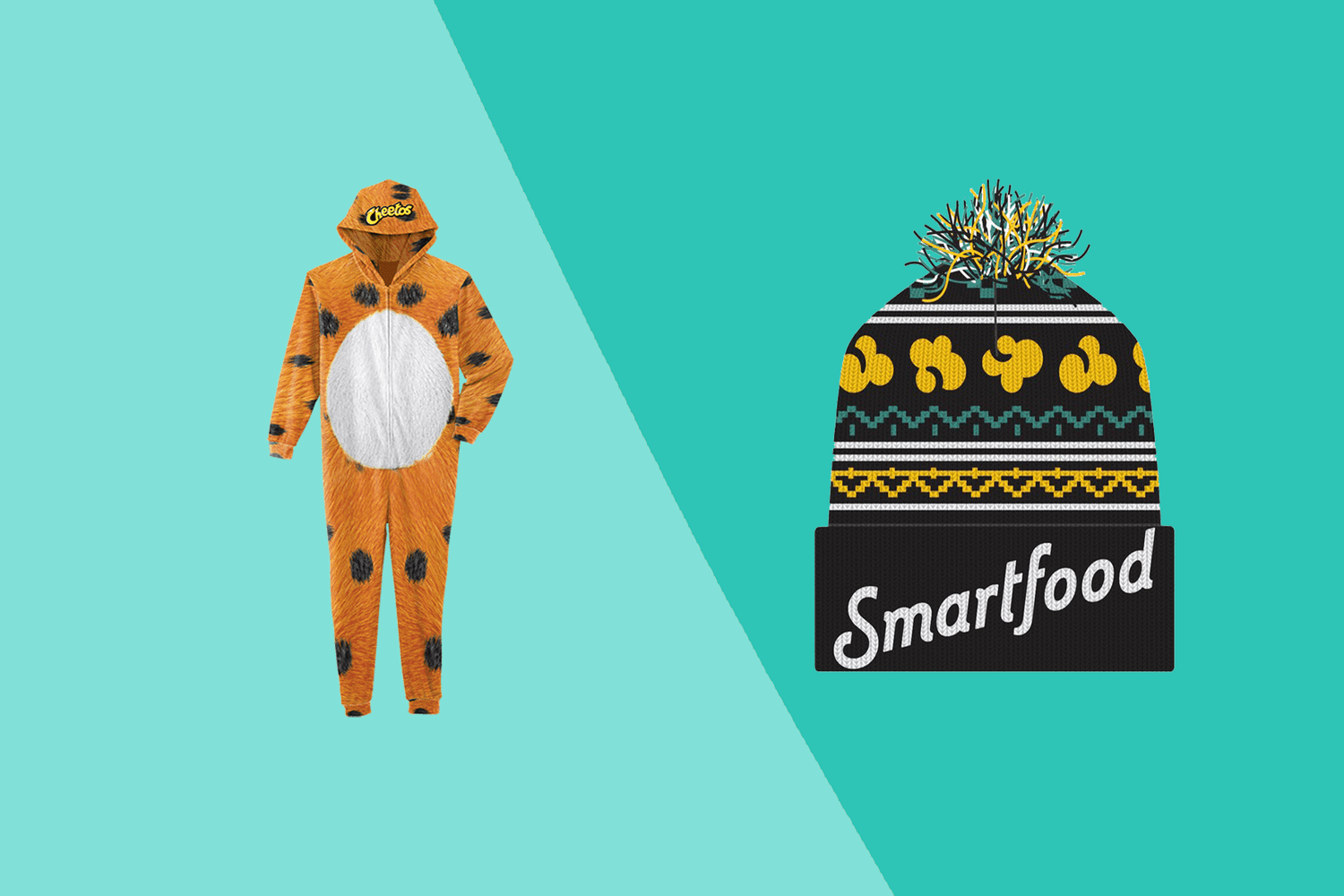 cheeto jumpsuit and smartfood hat from frito lay online shop