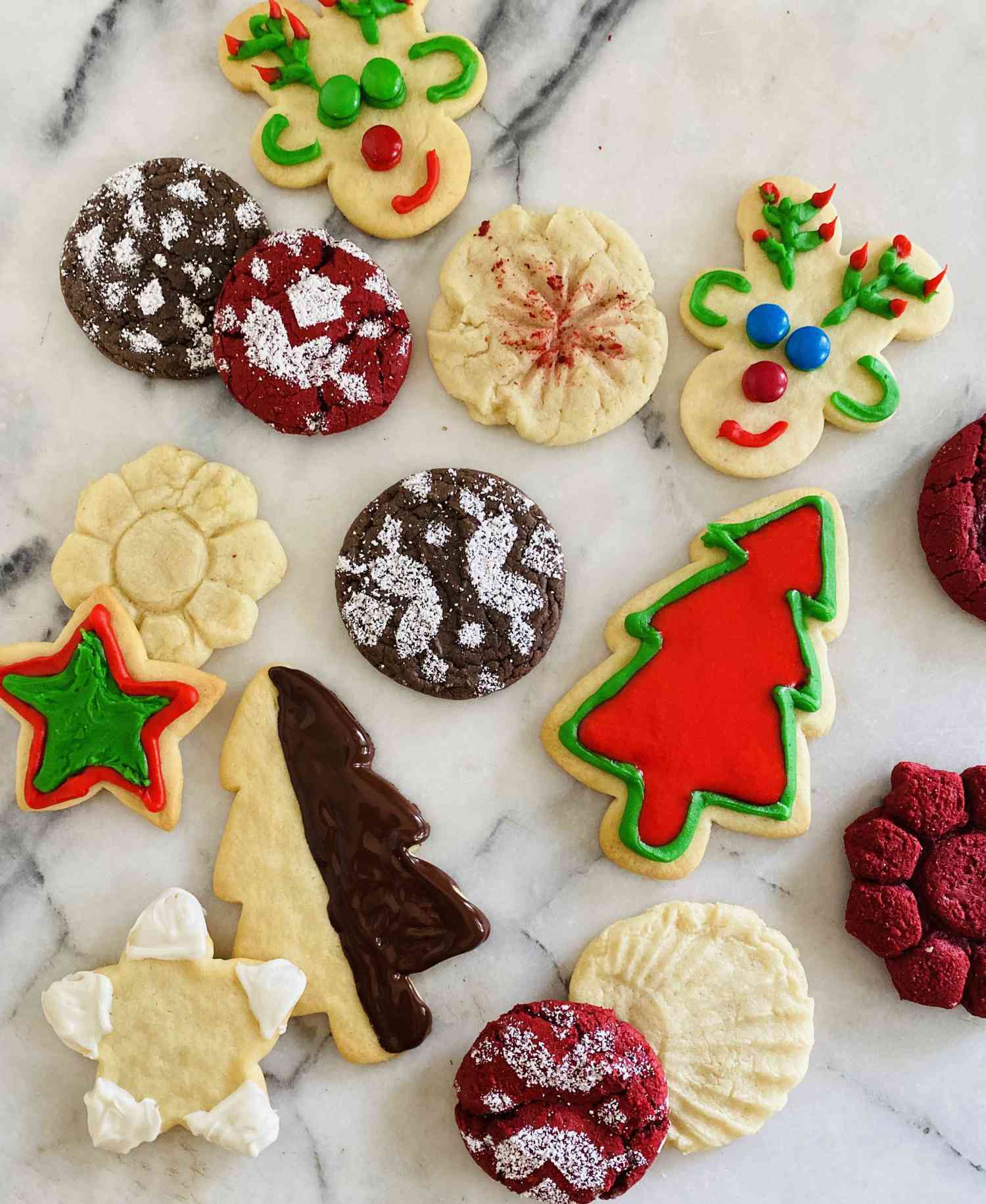 a variety of decorated christmas cookies