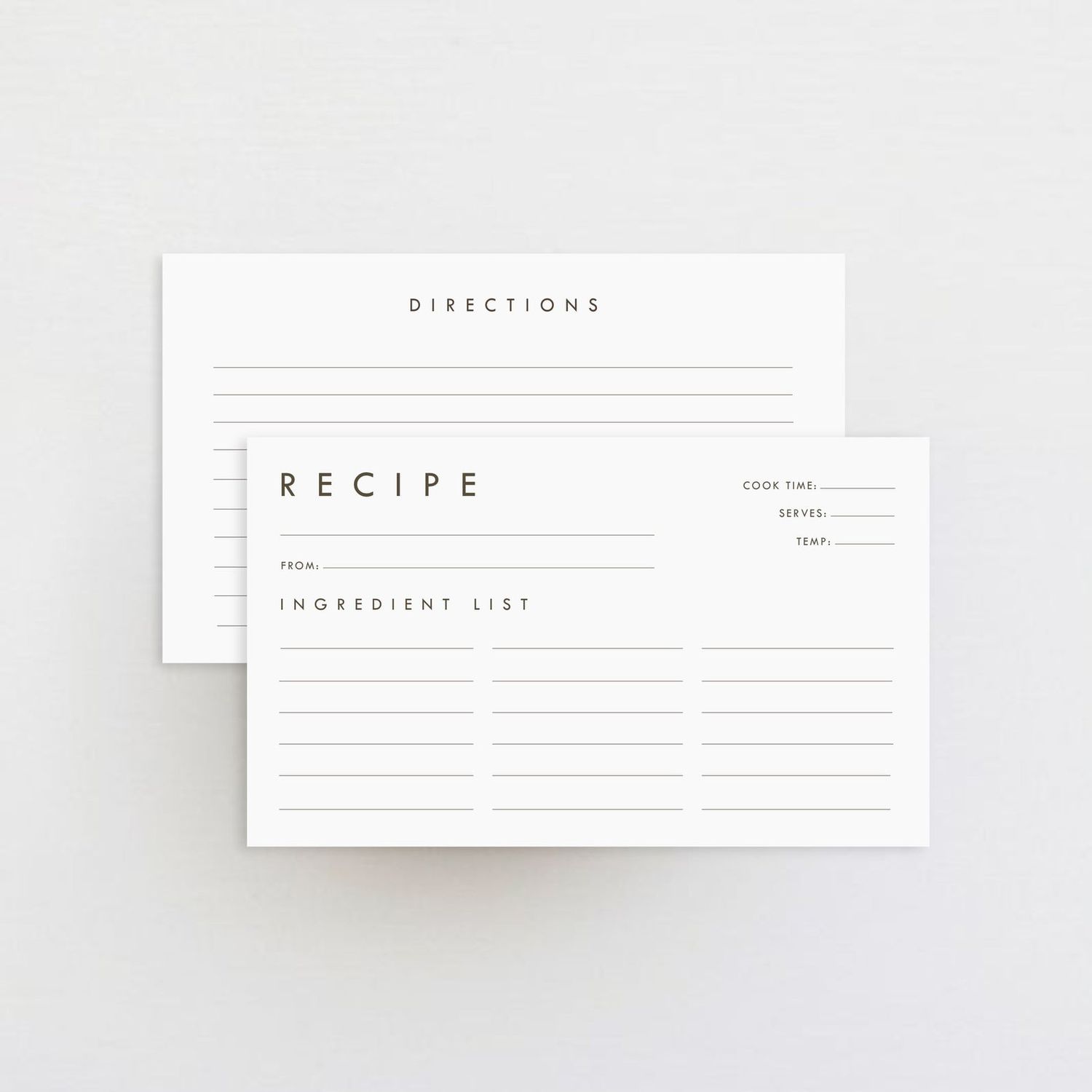minimalist recipe card