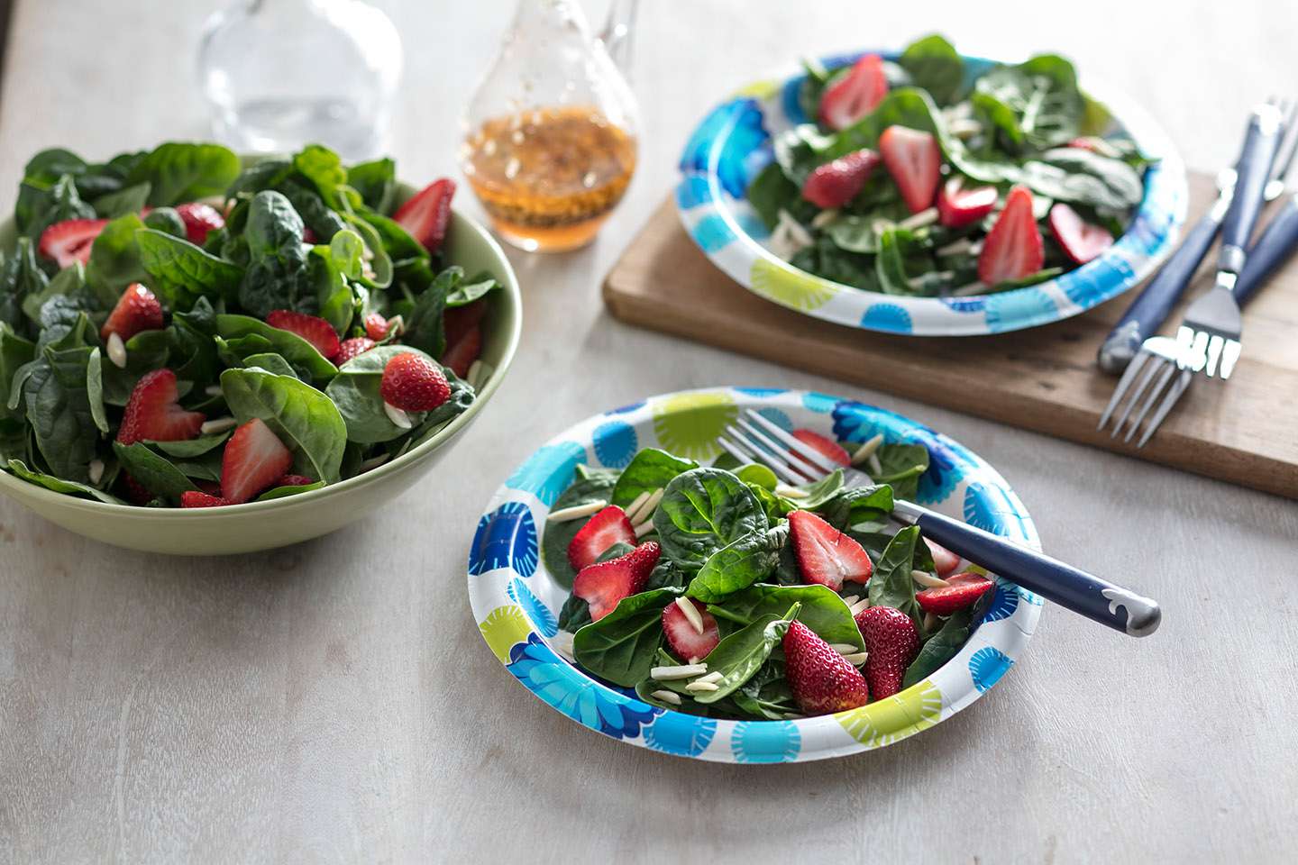 Strawberry Spinach Salad on multiple plates