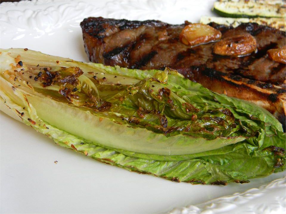Up close of Grilled Romaine