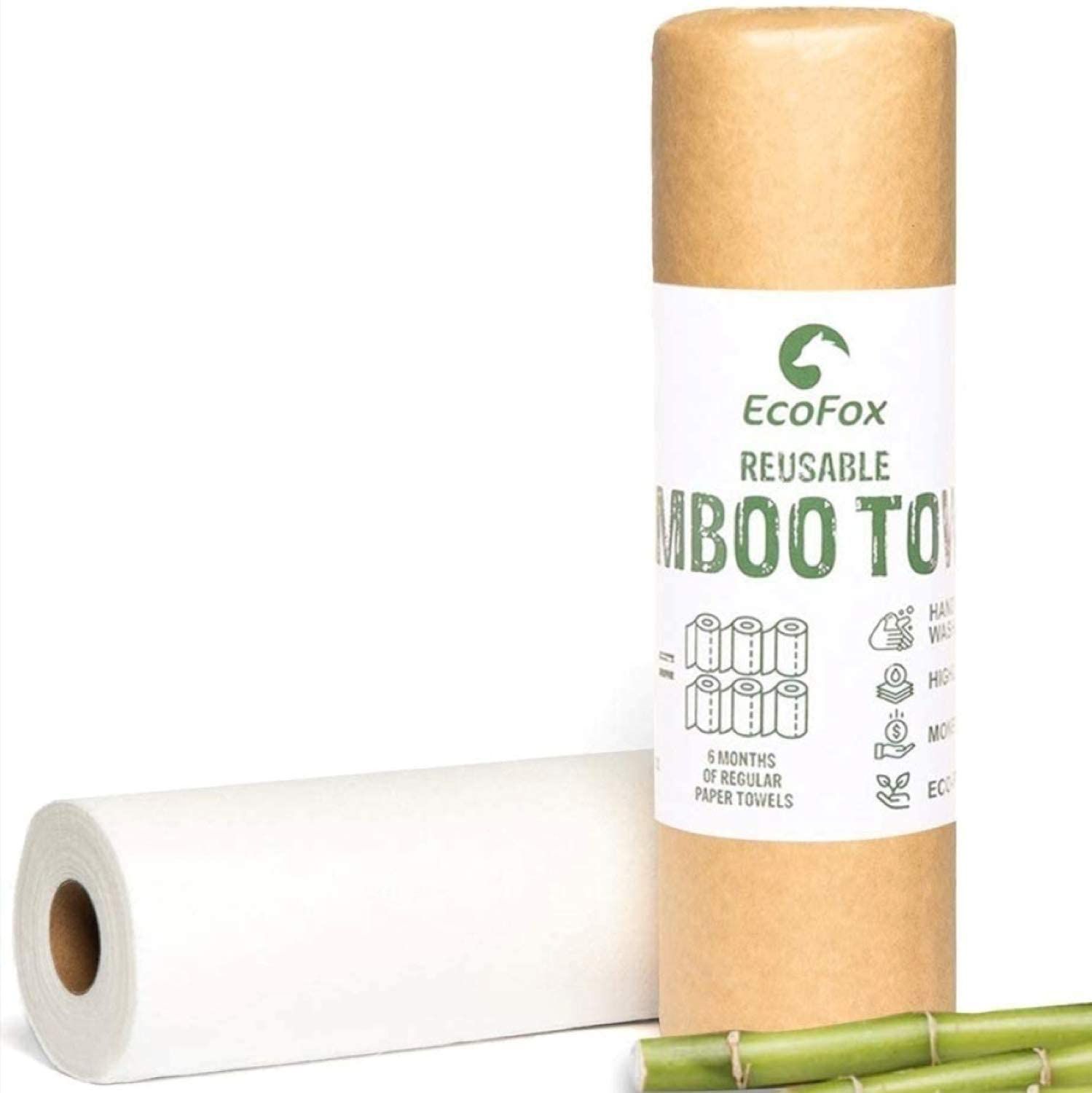 two rolls of reusable bamboo paper towels