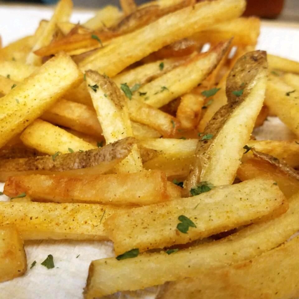 french fries on a white plate