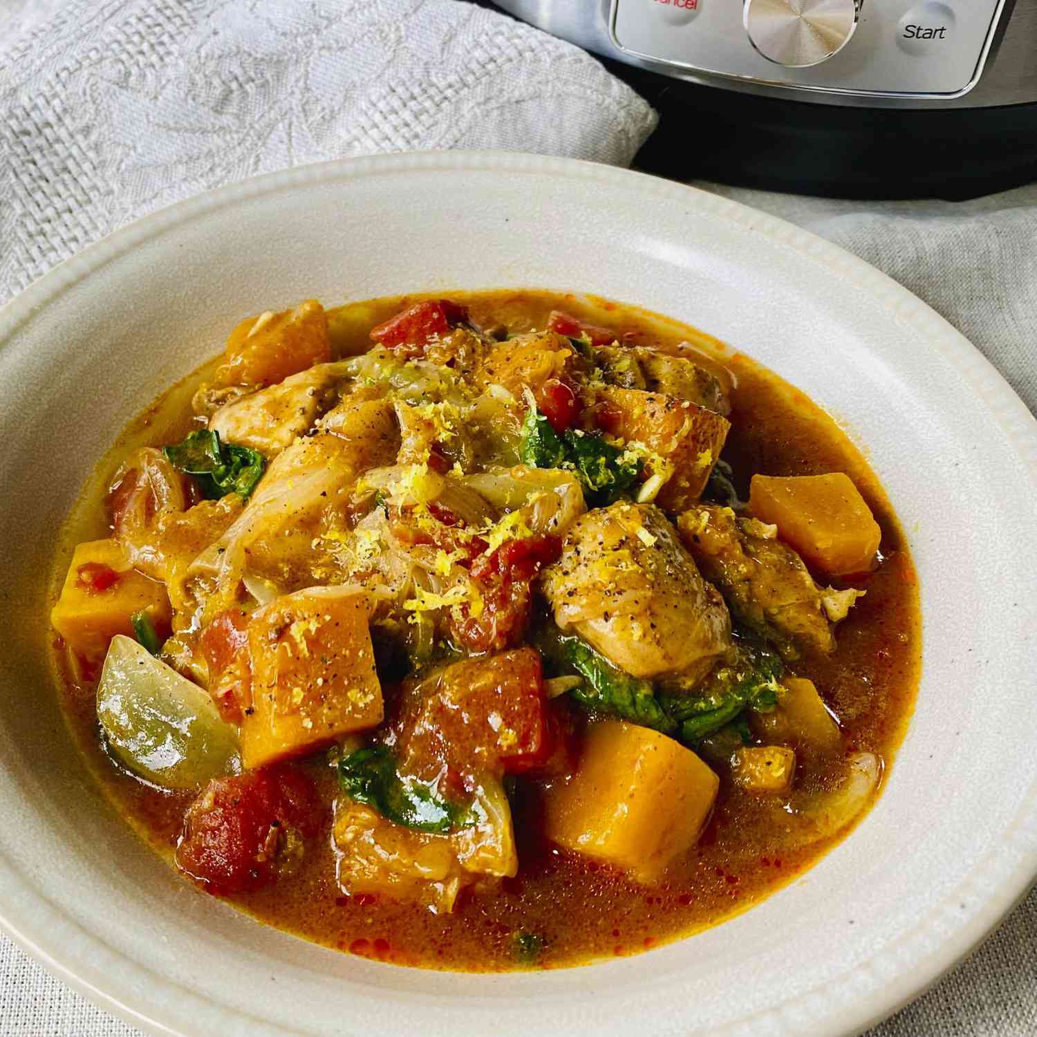 Instant Pot&reg; Chicken Tagine with Butternut Squash and Spinach