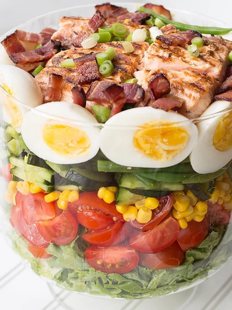 Layered Salmon Cobb Salad | 374 Calories