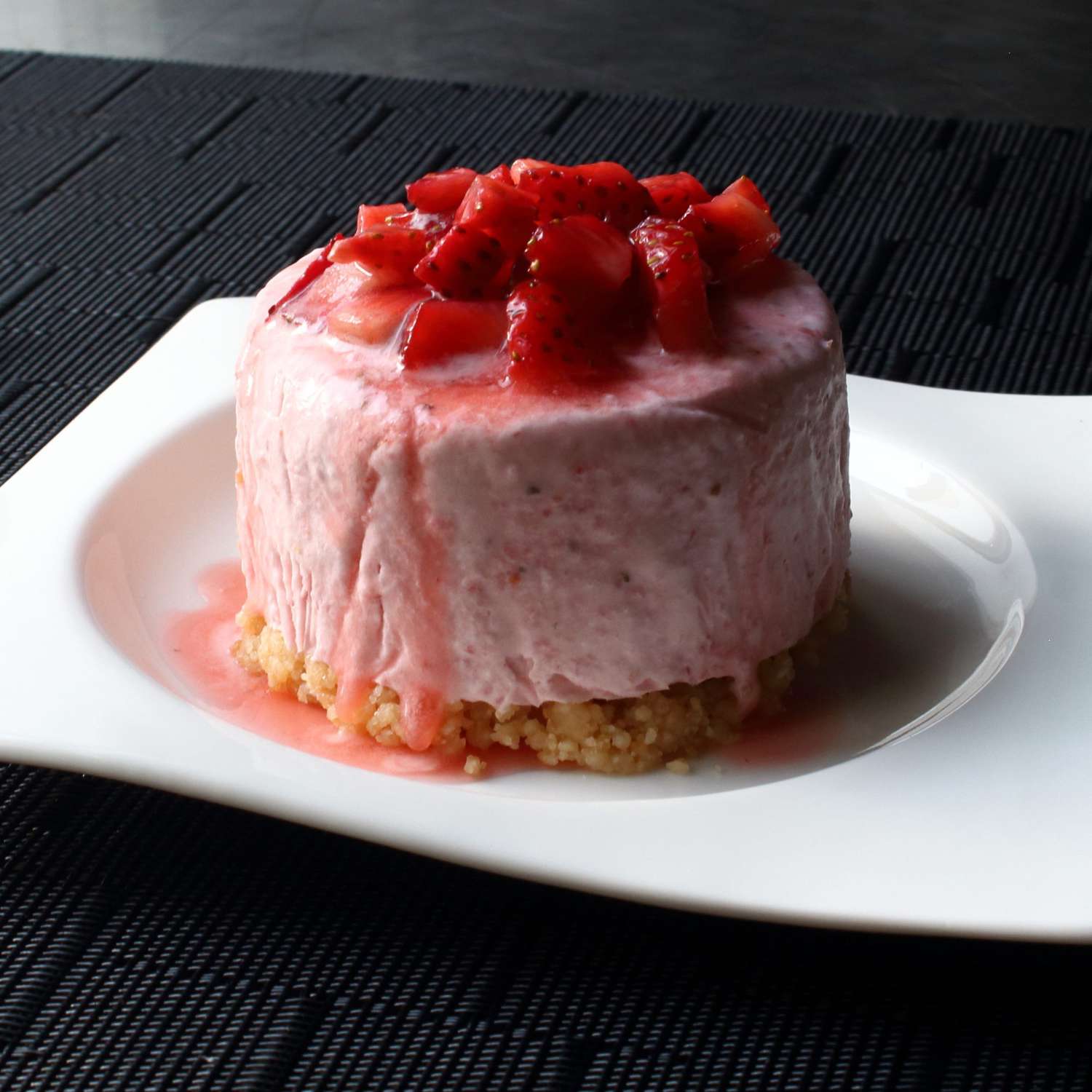 strawberry and yogurt dessert with strawberry topping