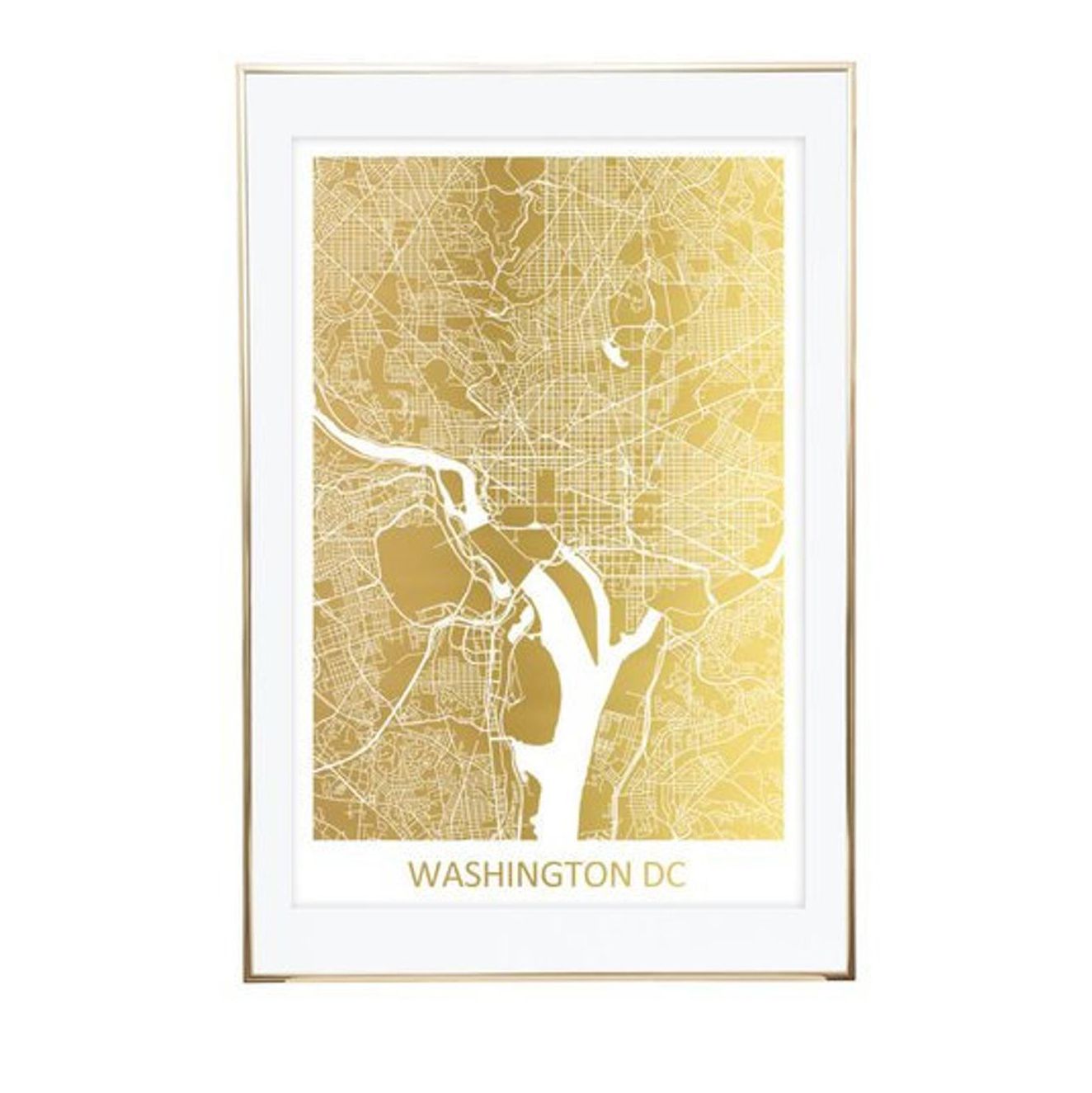 Golden map of Washington DC