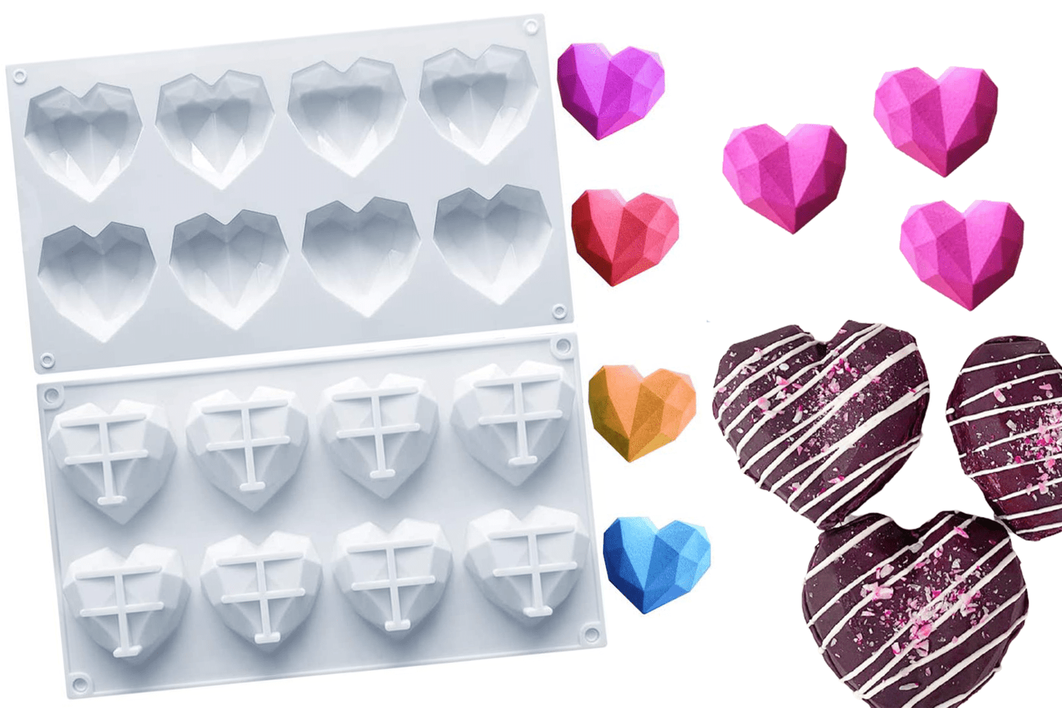 SMALL HEARTS & CUPIDS PIECES  mold molds Chocolate Candy cupcake toppers 