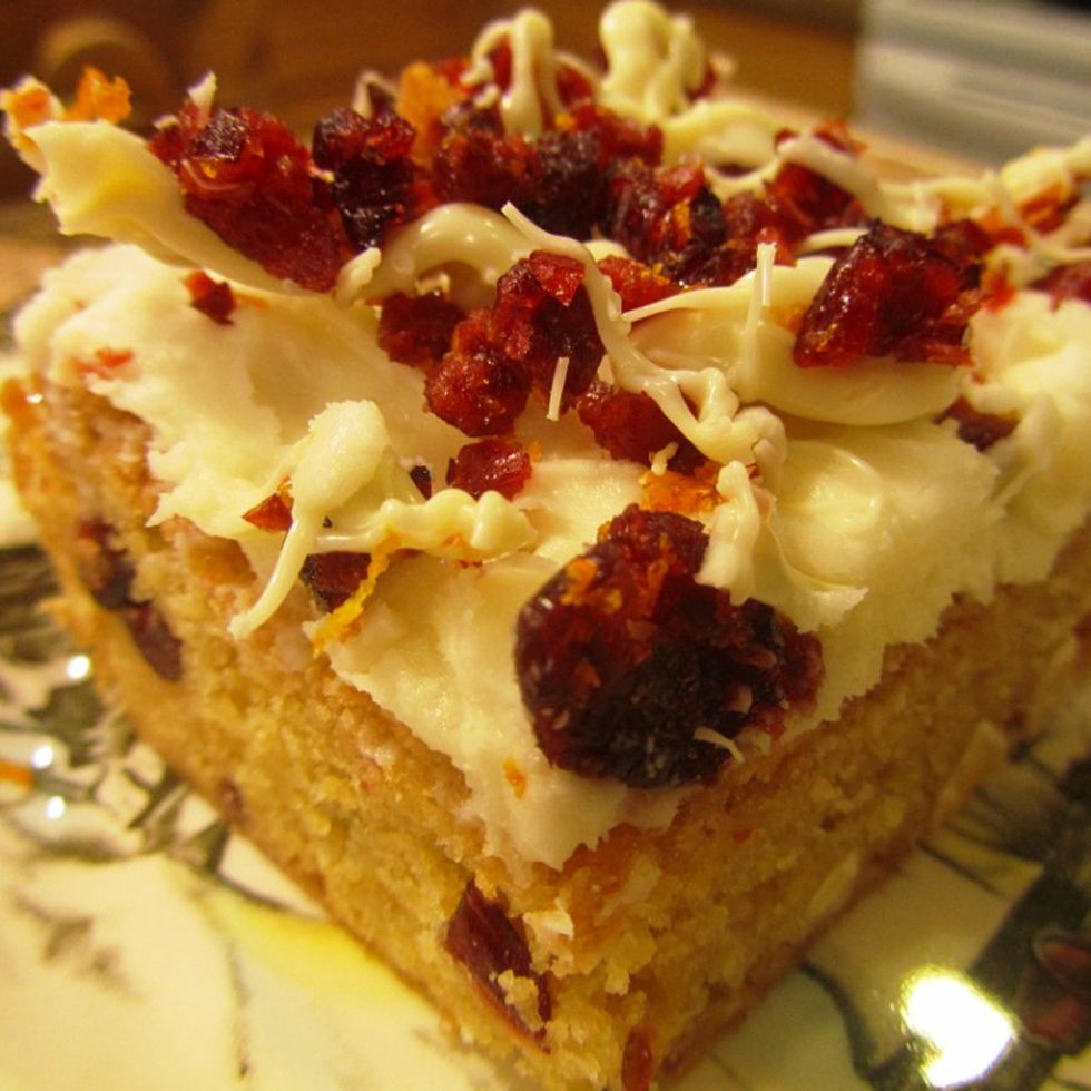 Cranberry-Orange Cookie Bars on a floral plate