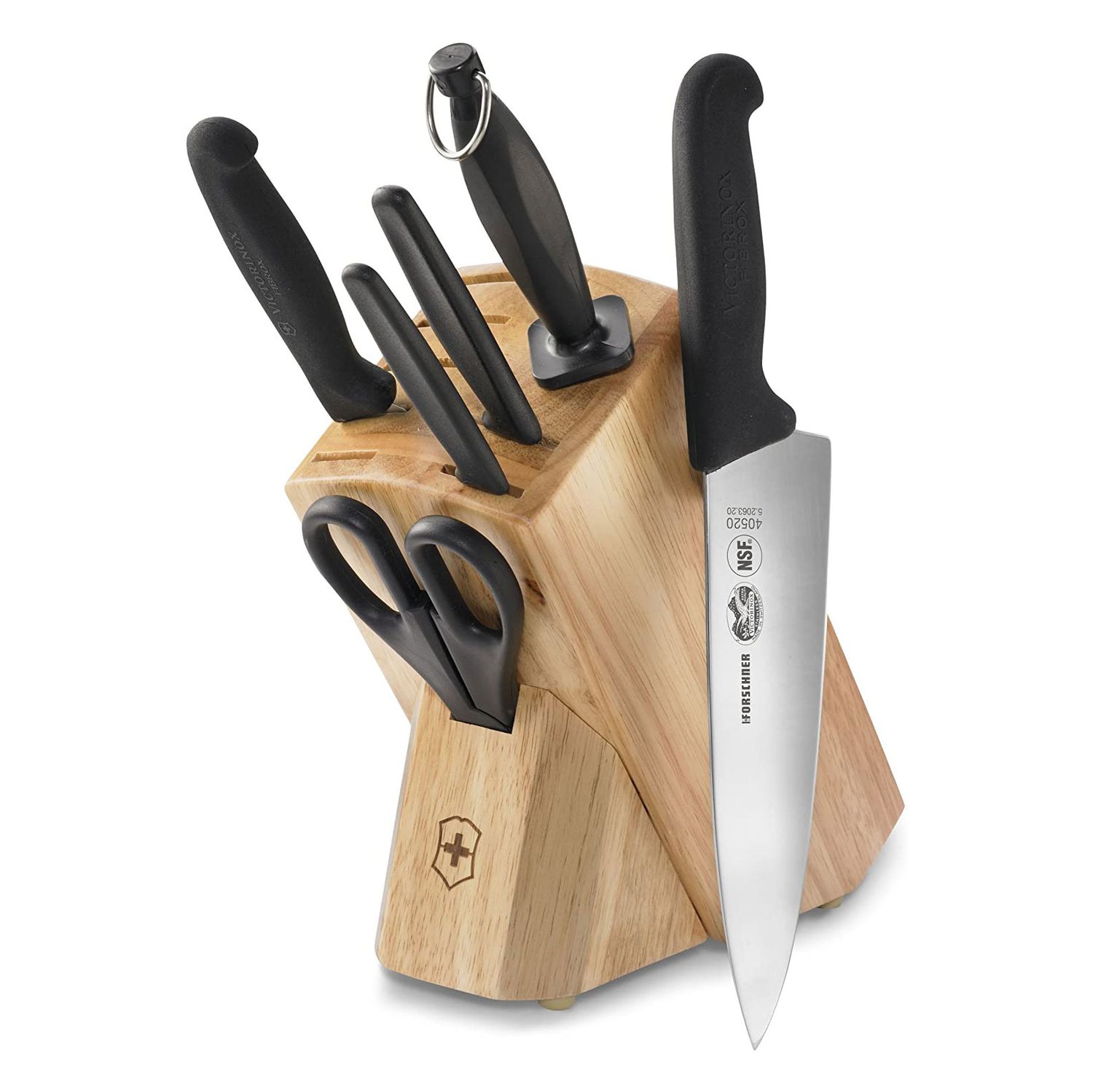 knife block set with chef's knife outside