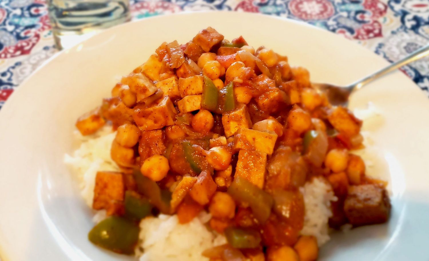tofu masala curry over rice
