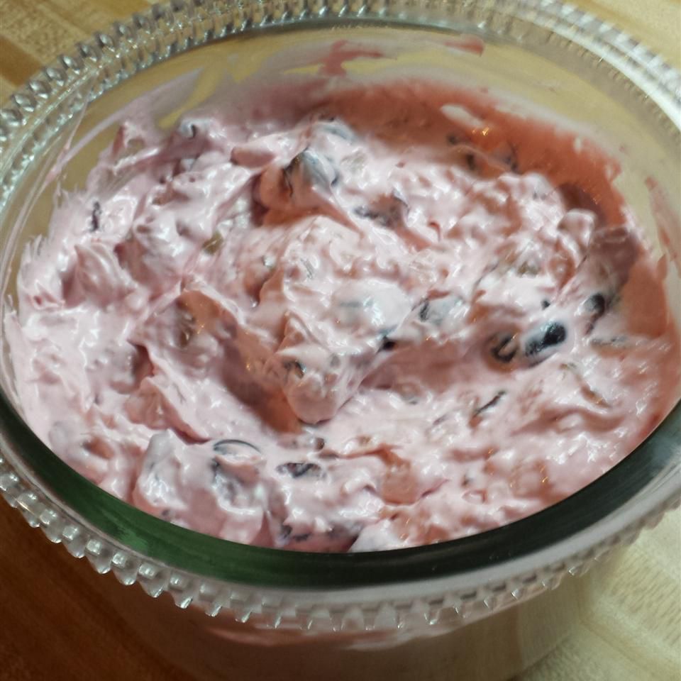 cherry cloud salad in a bowl