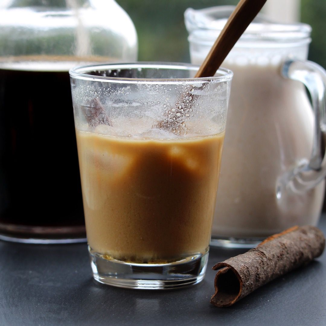 glass of iced coffee with horchata