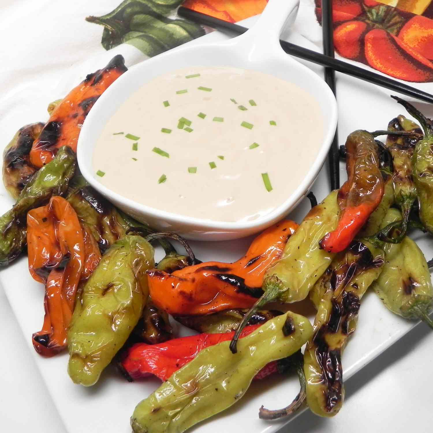 Grilled Shishito Peppers with Soy Aioli