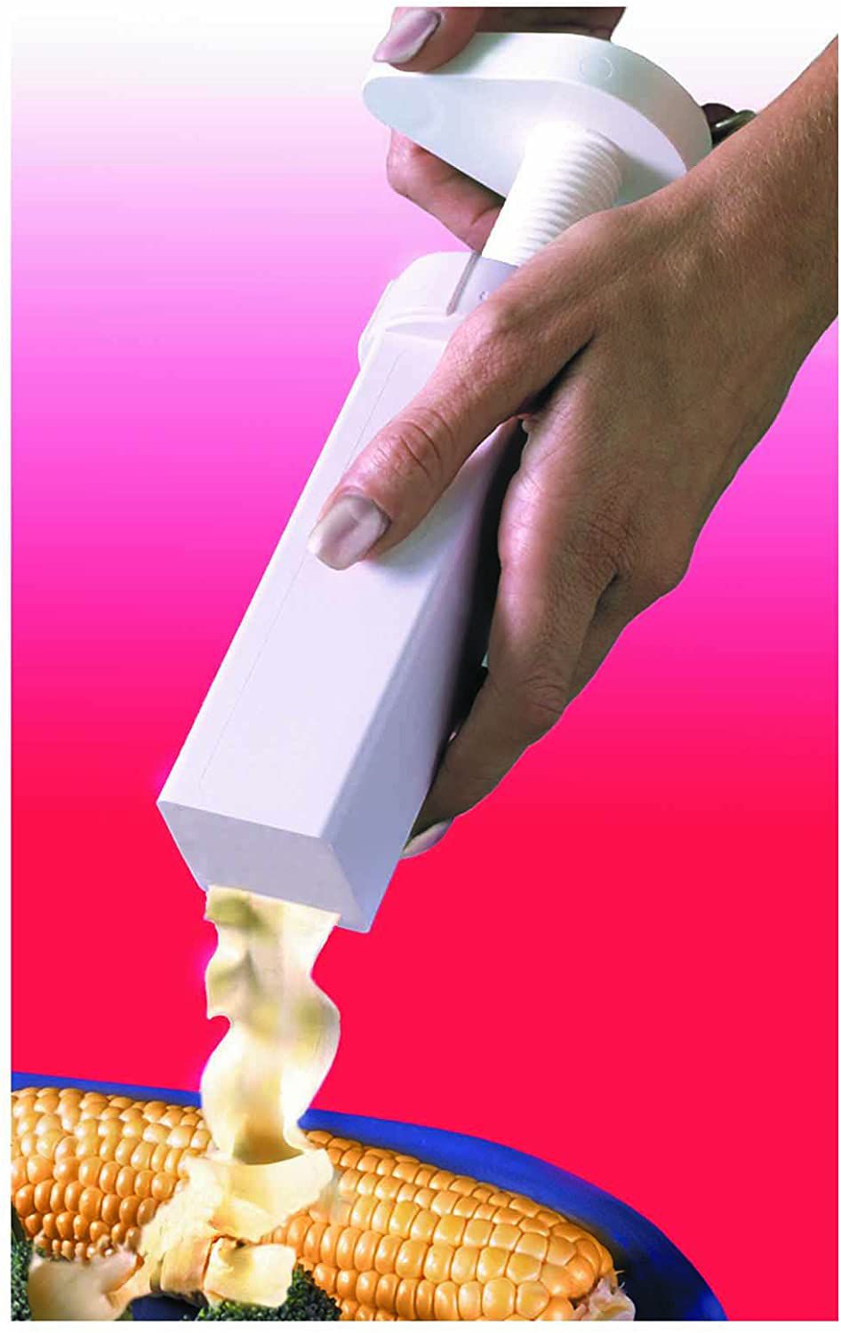 Max Space Butter Mill Butter Dispenser being used on corn