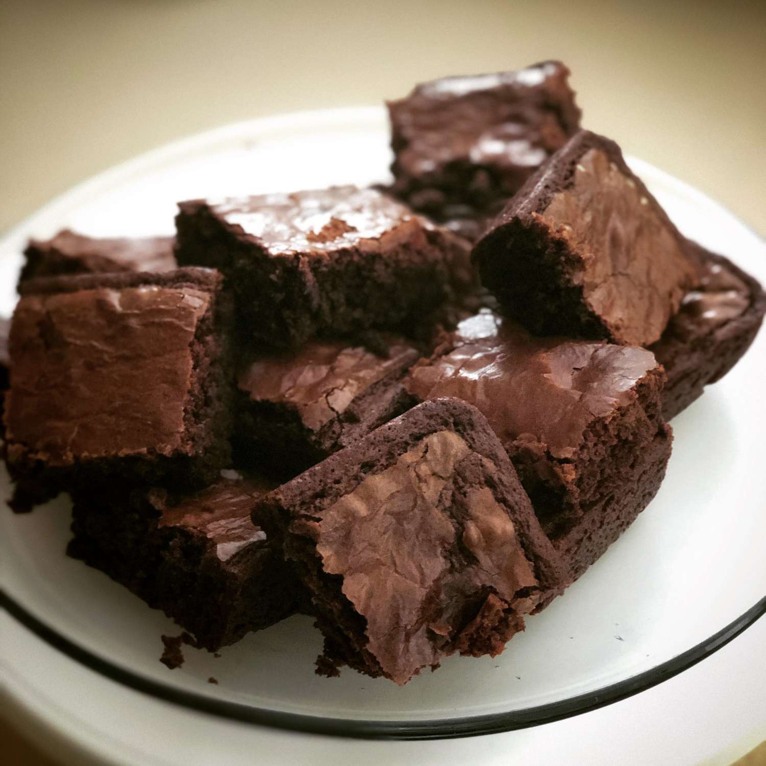 brownies on a glass plate