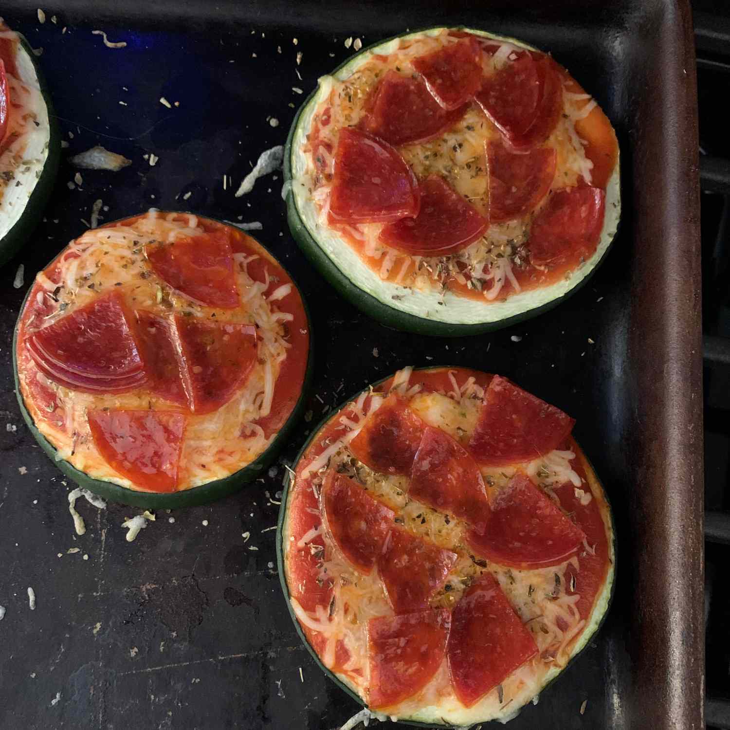 zucchini slices with pepperoni