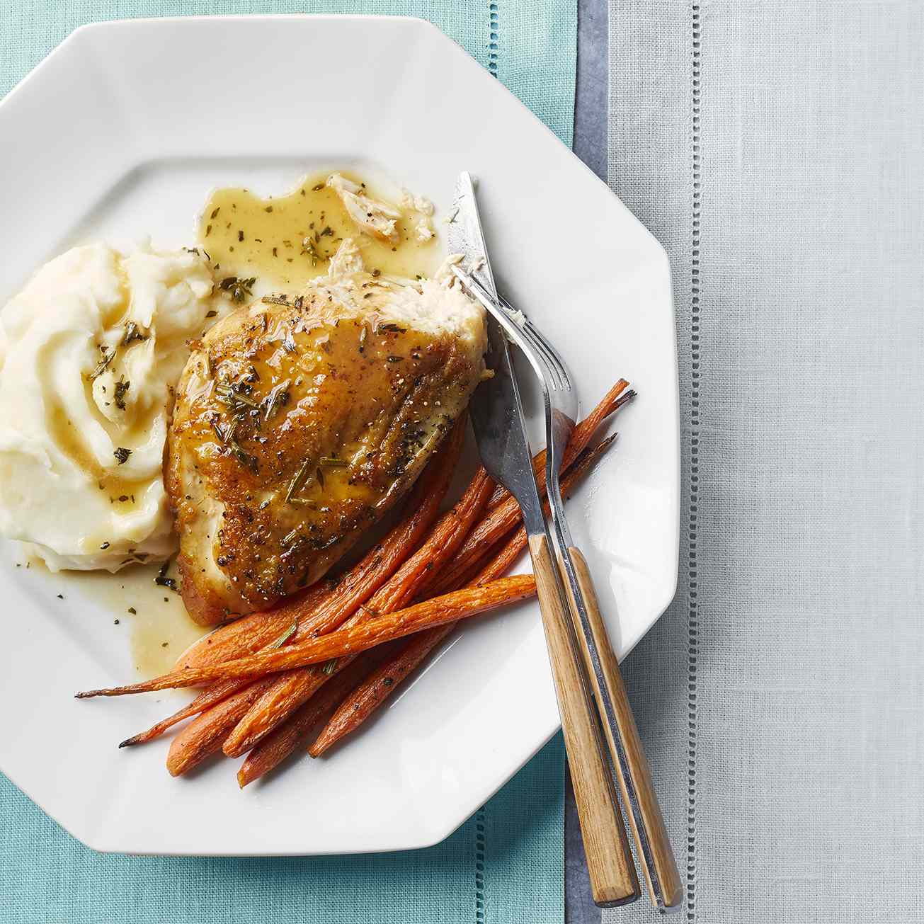 Pan Roasted Chicken Breast recipe on a white plate