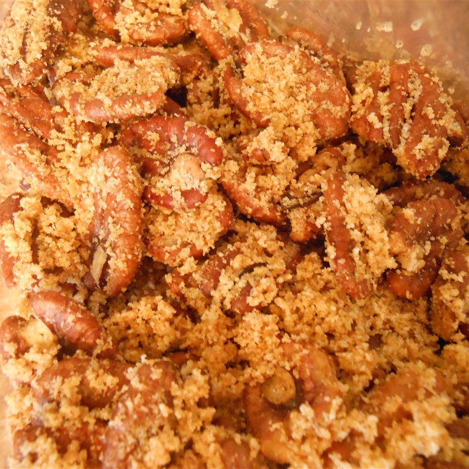 close up of Hot and Salty Spiced Pecans