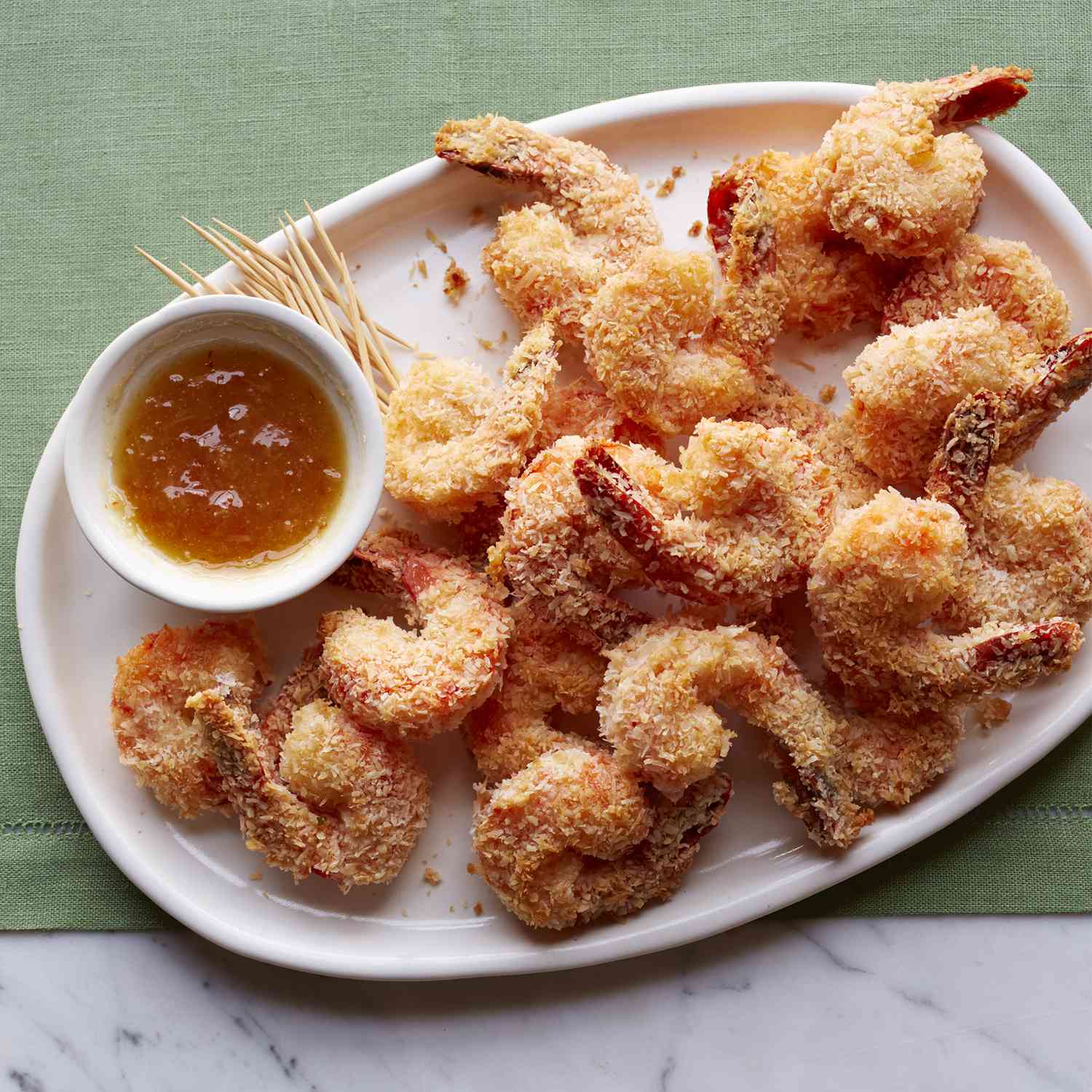 Baked Coconut Shrimp recipe on a white plate