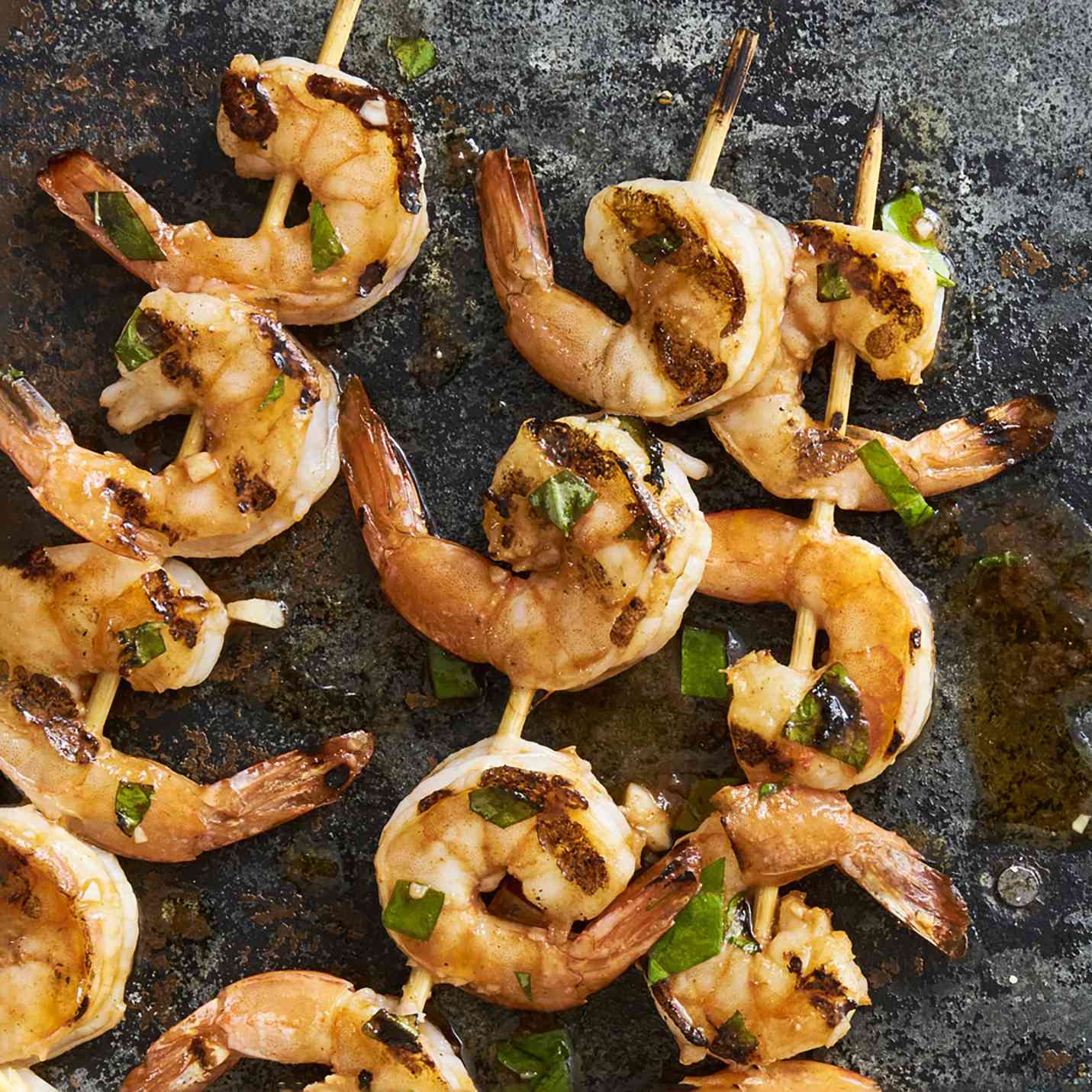Marinated Grilled Shrimp on a grill