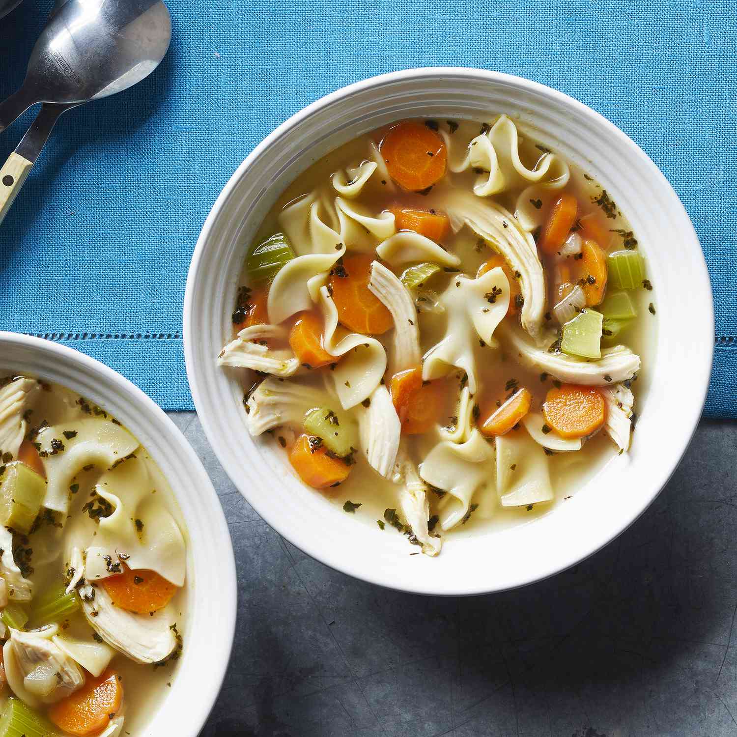 Quick and Easy Chicken Noodle Soup recipe in a white bowl