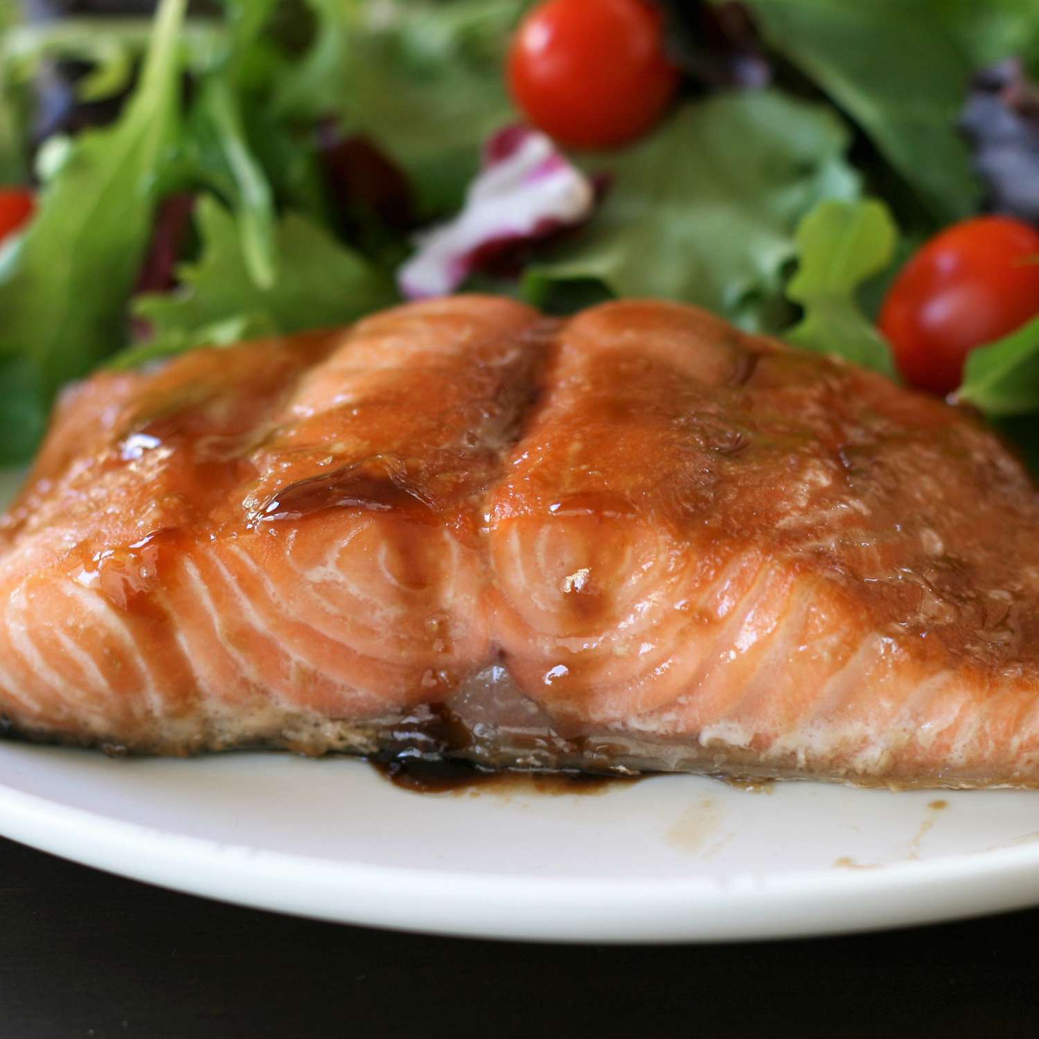 Easy Miso Salmon on a white plate