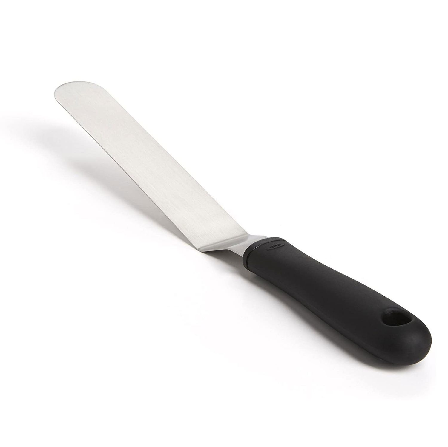 angled spatula with black handle