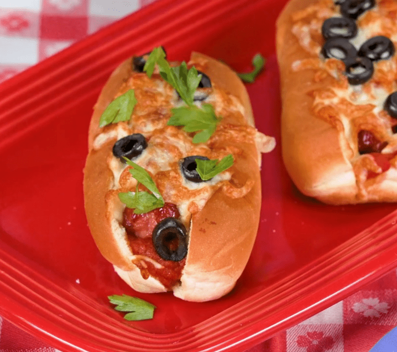 air fried fryer cheese hot dogs with olives and parsley