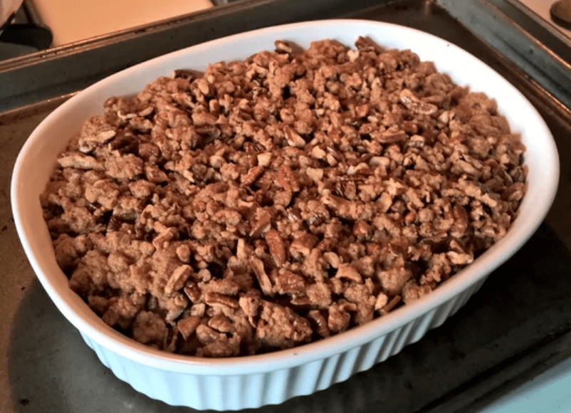 Roasted Sweet Potato Casserole with Pecan Crumble