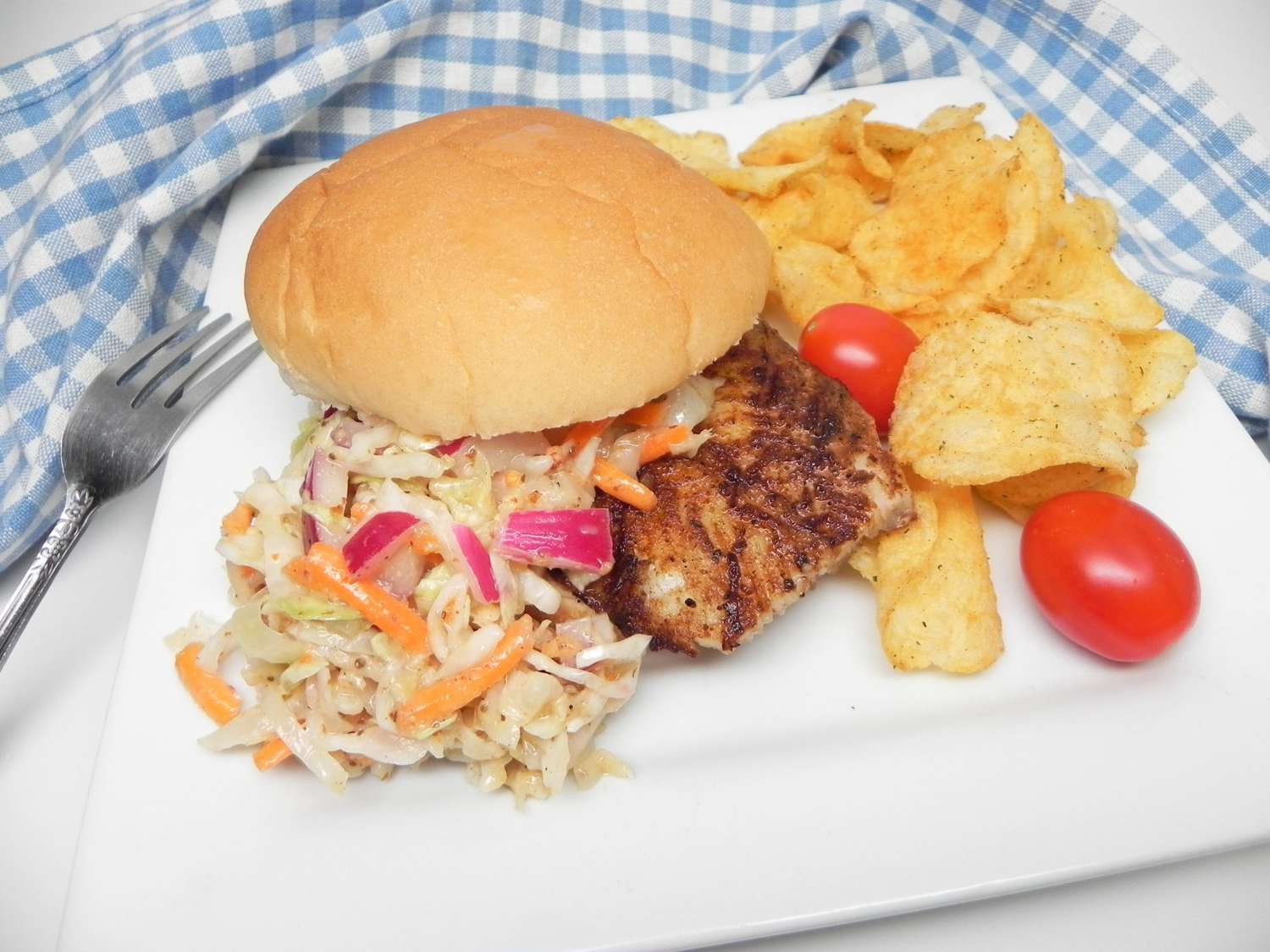 Grilled Blackened Fish Sandwiches with Homemade Slaw