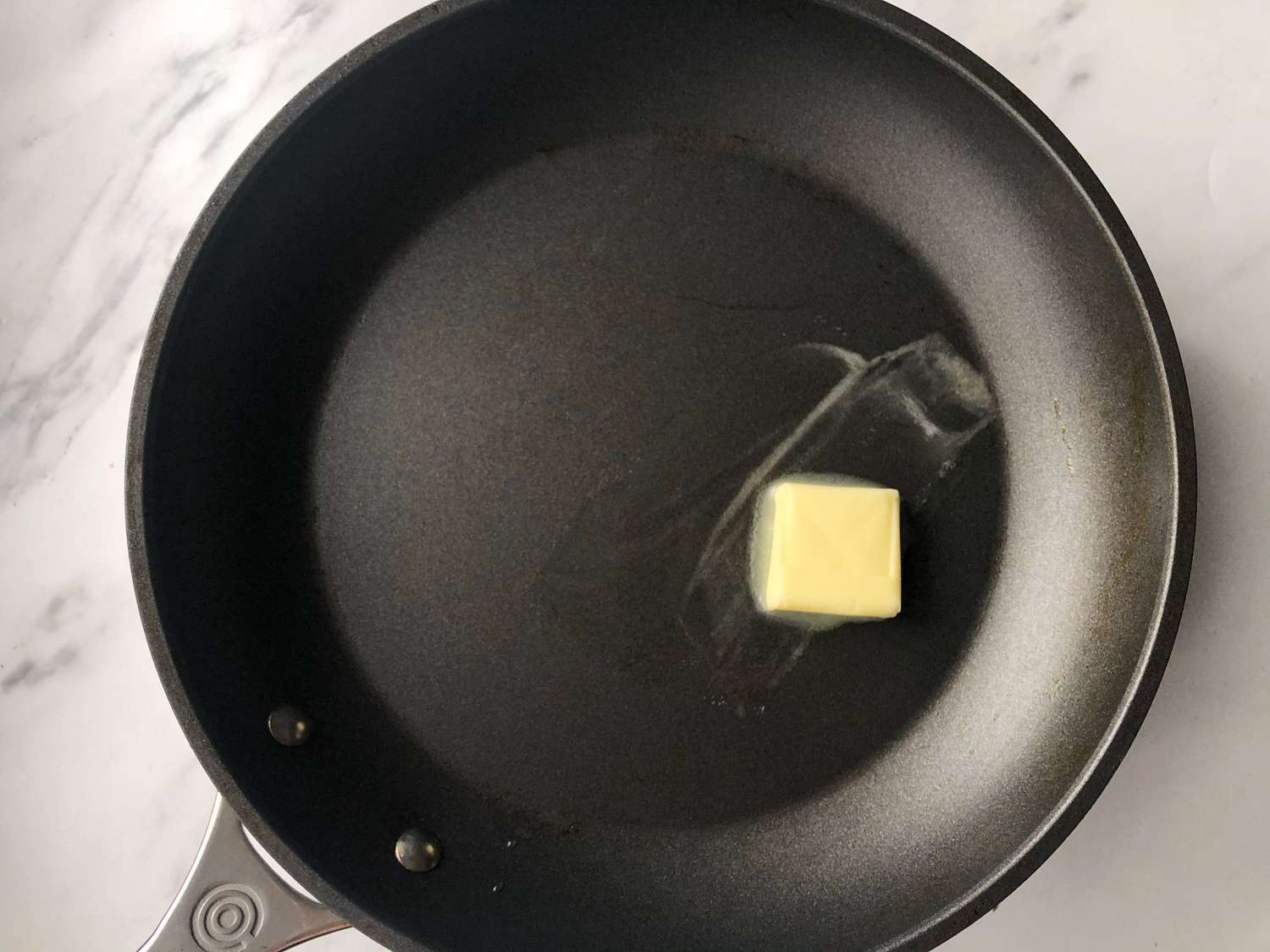 melting butter in nonstick pan