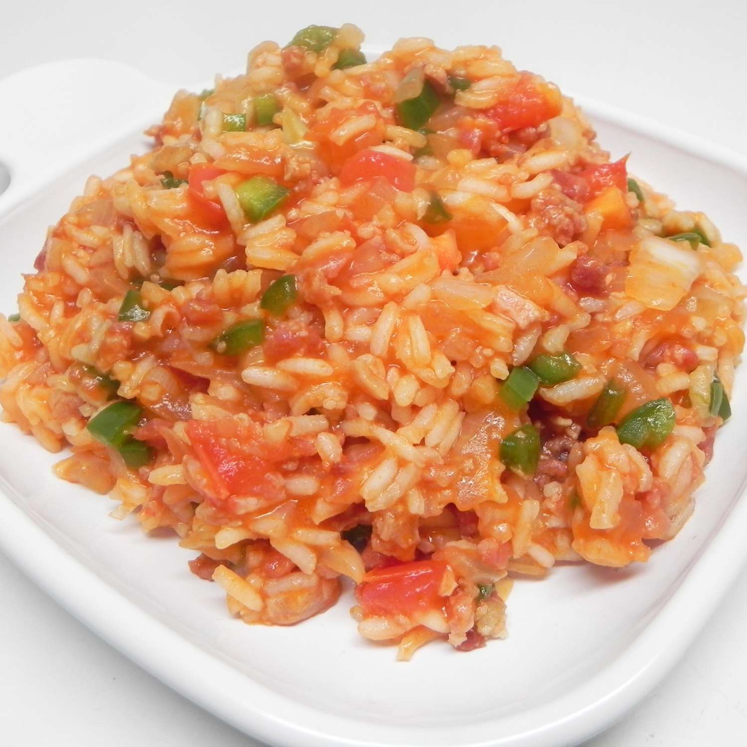 spanish rice on a white plate