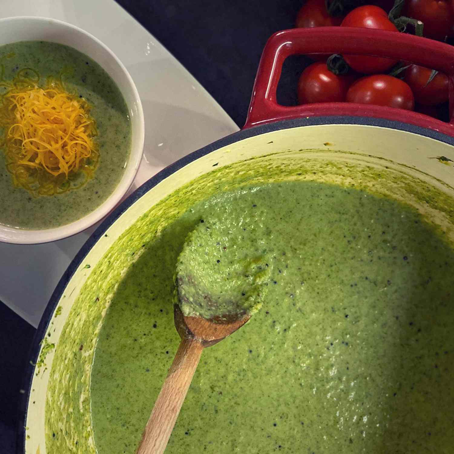 Spinach-Broccoli Soup in a pot