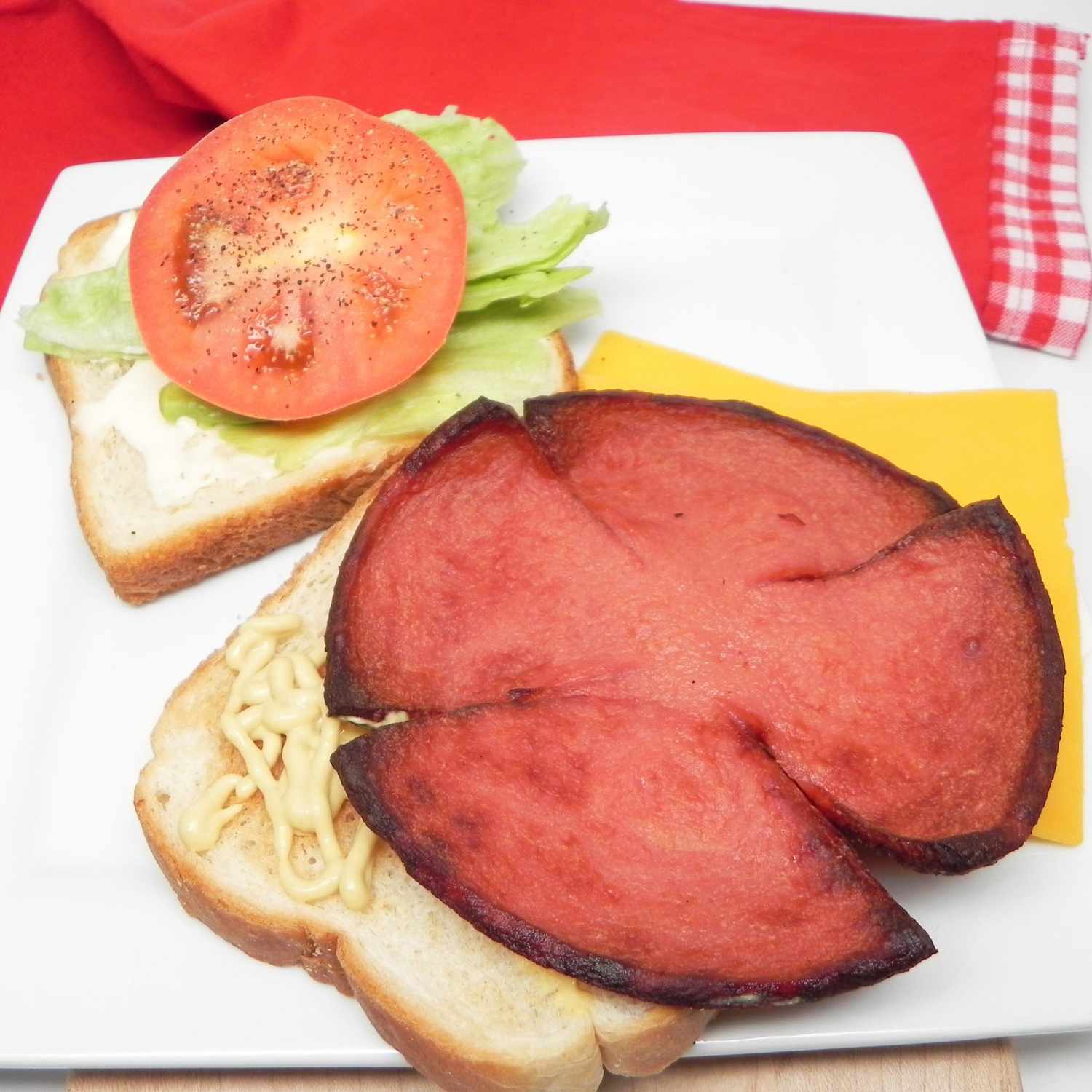 Air-Fried Bologna Sandwich on a white plate