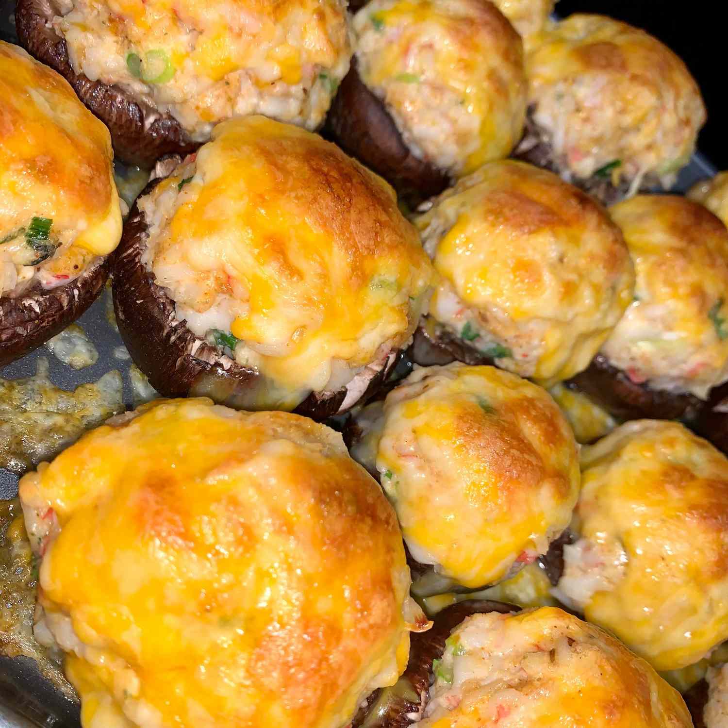 close up of Creole Crab-Stuffed Mushrooms