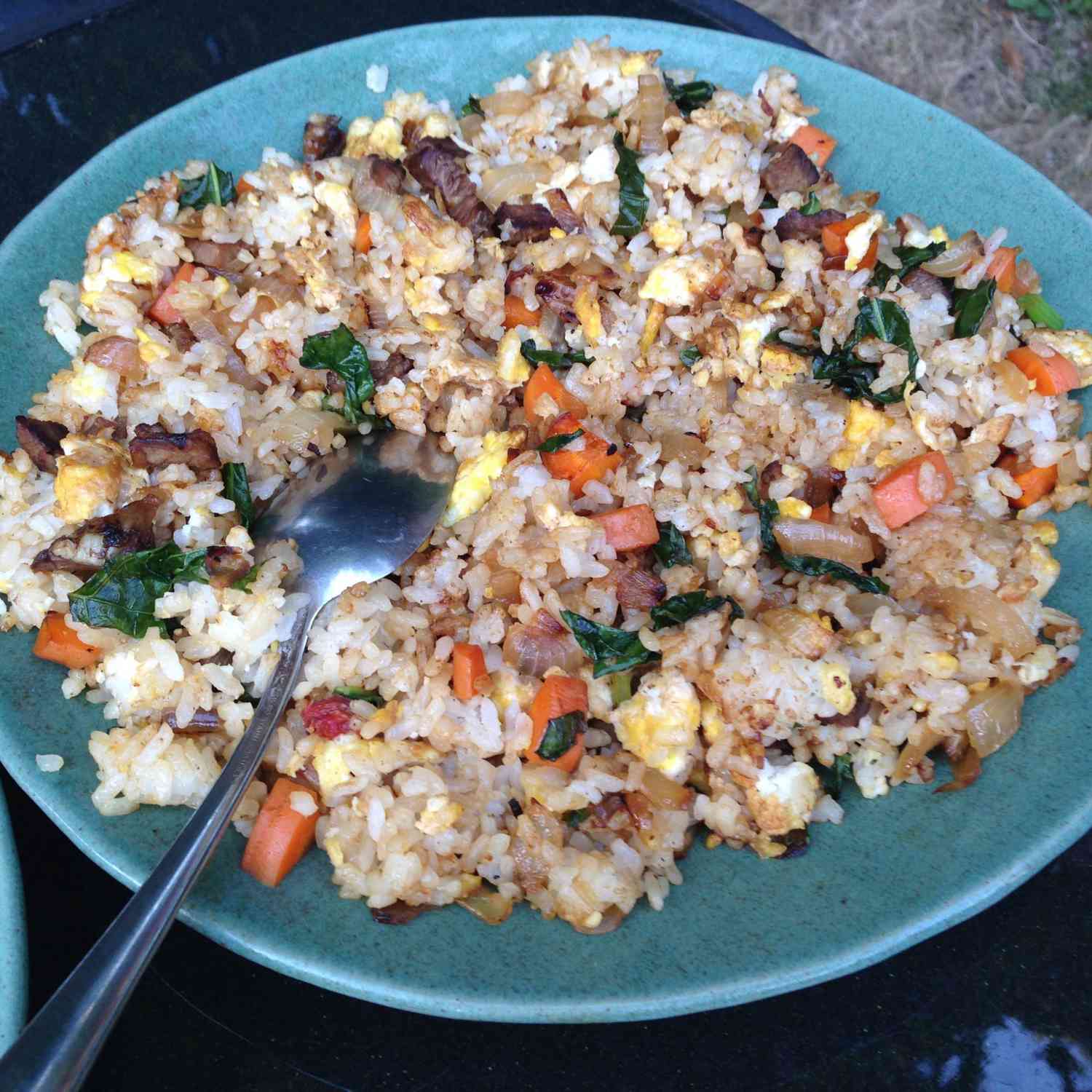 Thai Fried Rice in a blue bowl