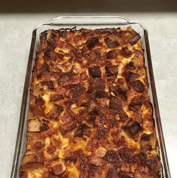 French Ham Cheese and Egg Fondue Casserole
