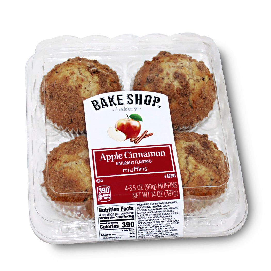plastic container with apple muffins